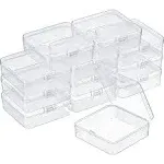 SATINIOR 12 Pack Clear Plastic Beads Storage Containers Box with Hinged Lid for ...