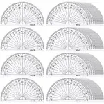 EBOOT 50 Pcs Math Protractors Plastic Protractor 180 Degrees, 4 Inches(Clear)