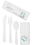 Faithful Supply 50 Plastic Cutlery Packets - Heavy Duty Knife Fork Spoon Napkin ...