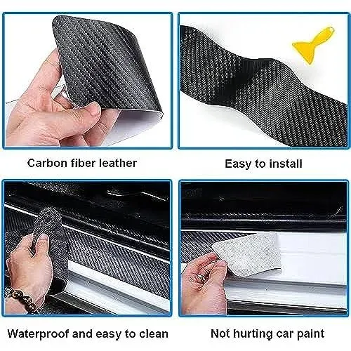 Car Threshold Protection Black Carbon Fiber Sticker