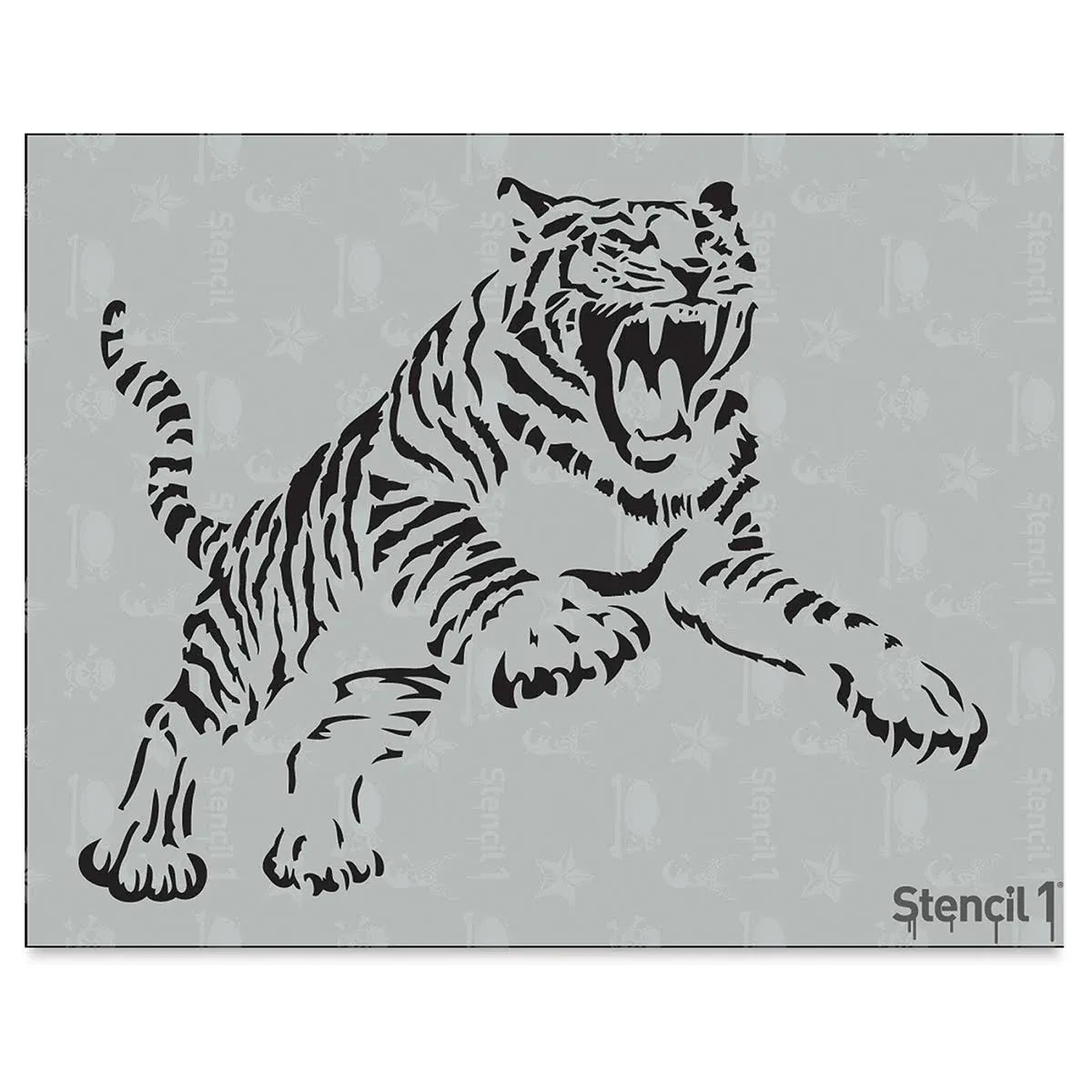 Stencil1 Tiger Stencil Durable Quality Reusable Stencils for Painting - Create Stencil Crafts and Decor - Decor on Walls Fabric & Furniture Recyclable Art Craft - 8.5" x 11"