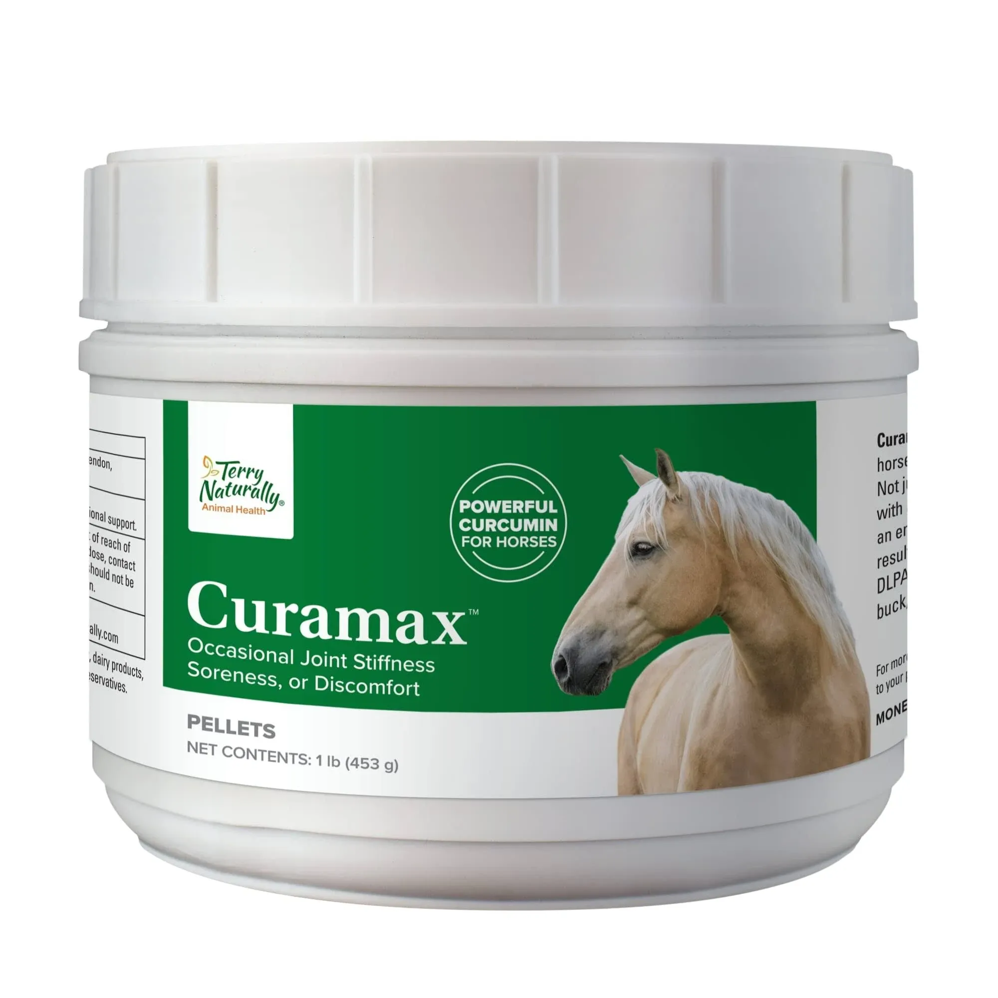 Terry Naturally Animal Health Curamax - 1 lb. of Pellets - Joint, Ligament & Tendon Support for Horses - Curcumin, Boswellia & DLPA - for Equines Only - 30 Servings