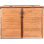 Leisure Season Medium Horizontal Trash and Recycling Storage Shed - Brown