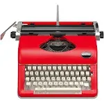 Manual Typewriter, Easy Setup, Great Gift for Writers and Authors (Red)