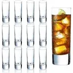 Clear Heavy Base Shot Glasses 12 Pack, 2 oz Tall Glass Set for Whiskey, Tequila,