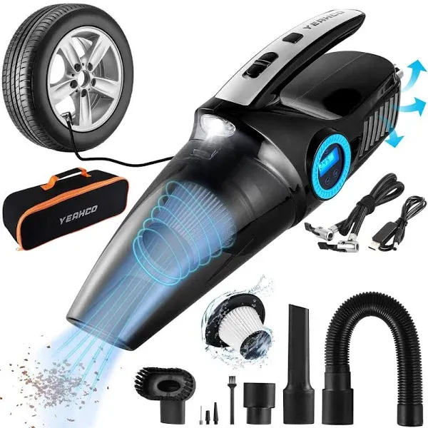 Car Vacuum Cordless Rechargeable, 4-in-1 10000Pa Car Vacuum Cleaner High Power Portable Vacuum Cleaner for Car, Mini Vacuum Handheld Vacuum Wet Dry Vacuum Cleaner for Car (Black)