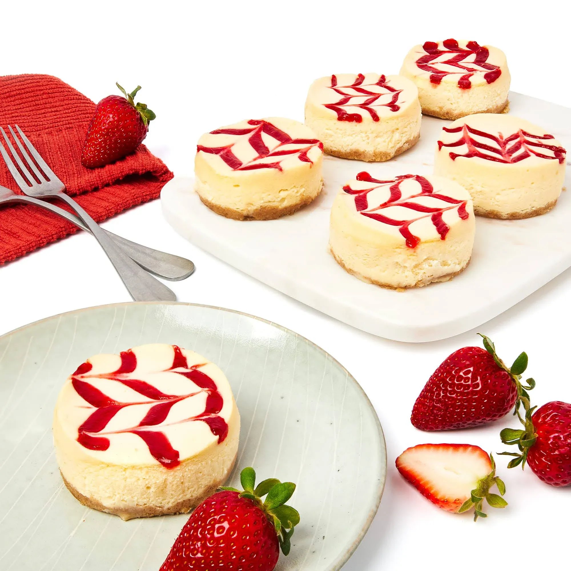 David's Cookies Strawberry Swirl Mini Cheesecakes - Fresh Baked, Soft, and Delicious Gift Idea - Great for Sharing at Parties, Events, or with Family