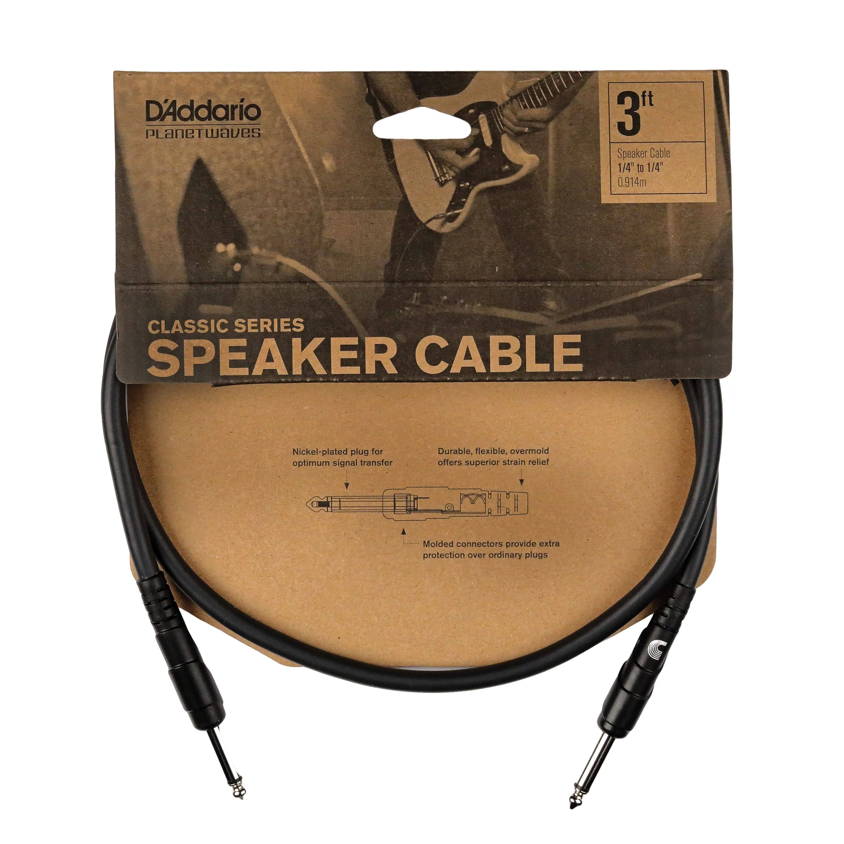 "D'Addario PW-CSPK-03 | D'Addario Classic Series Speaker Cable | 3ft"