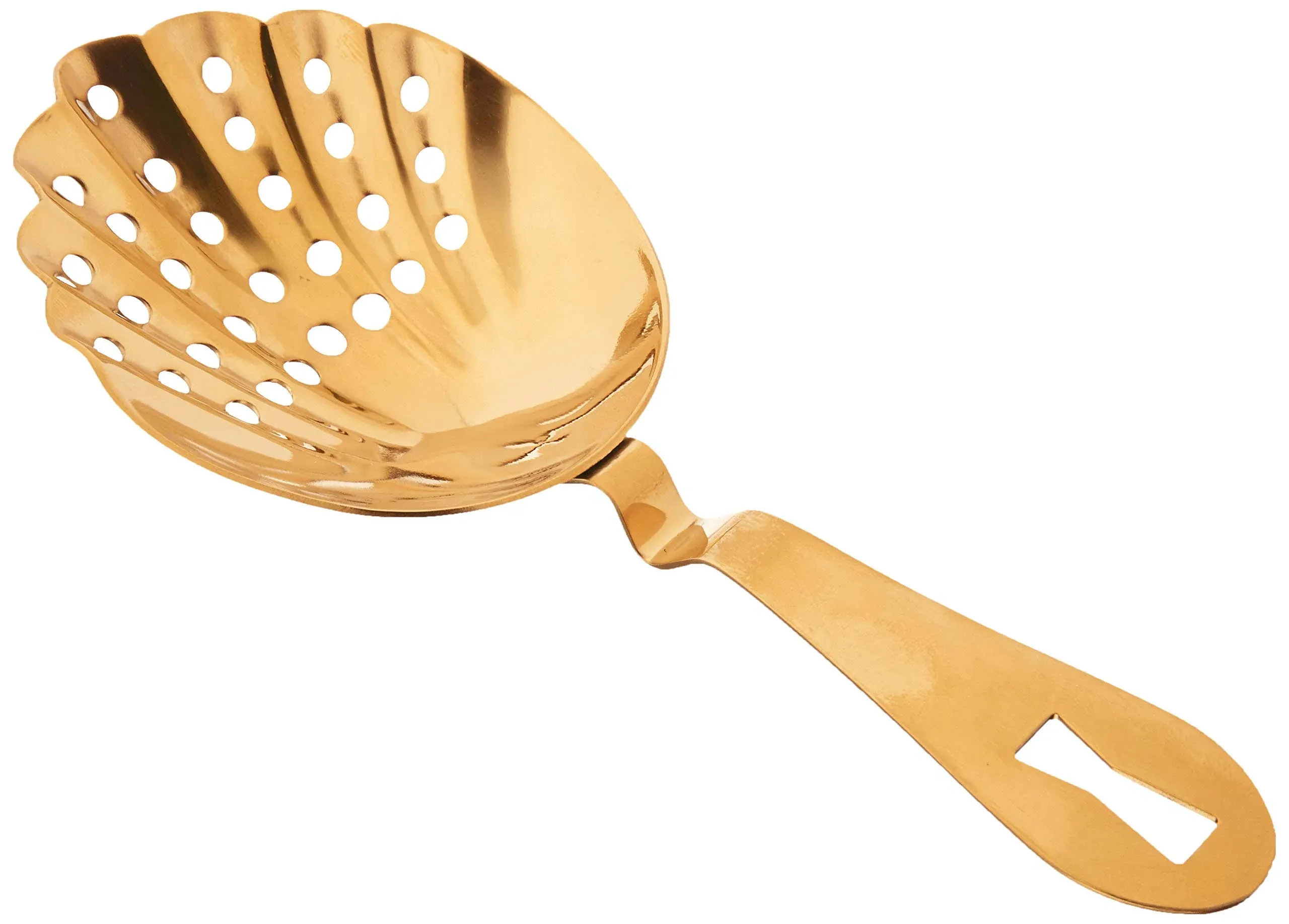 Barfly&#xAE; M37029GD 7&quot; Gold-Plated Scalloped Julep Strainer