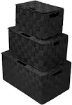 Sorbus Weave 3pc Basket Set Black