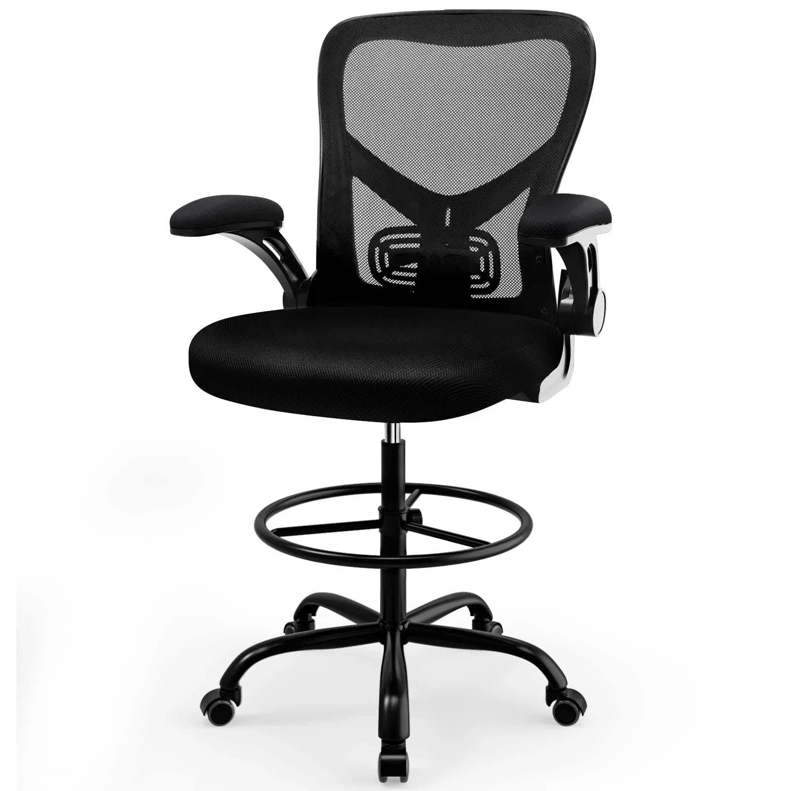 Drafting Chair,Tall Standing Desk Chair Comfortable Office Chair with Foot Ring