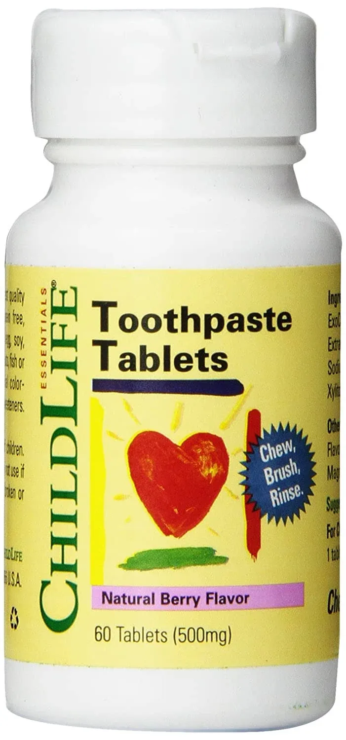 ChildLife Essentials, Toothpaste Tablets, Natural Berry, 500 mg, 60 Tablets