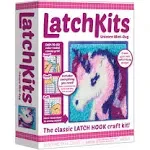 LatchKits Latch Hook Kit for Wall Hangings &amp; Mini-Rugs - Unicorn - Craft Kit with Easy, Color-Coded Canvas, Pre-Cut Yarn &amp; Latch Hook Tool - Perfect