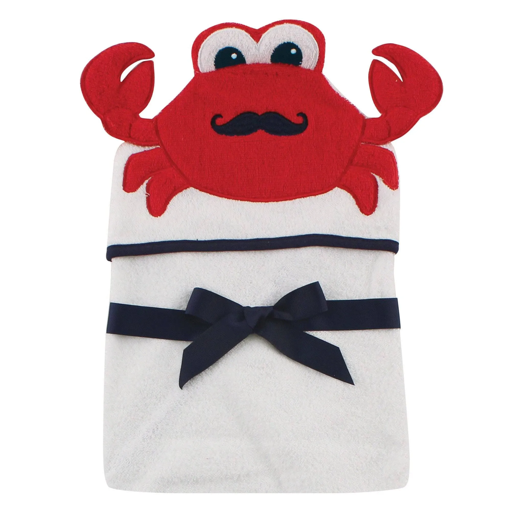 Hudson Baby Unisex Baby Cotton Animal Face Hooded Towel, Mr Crab, One Size