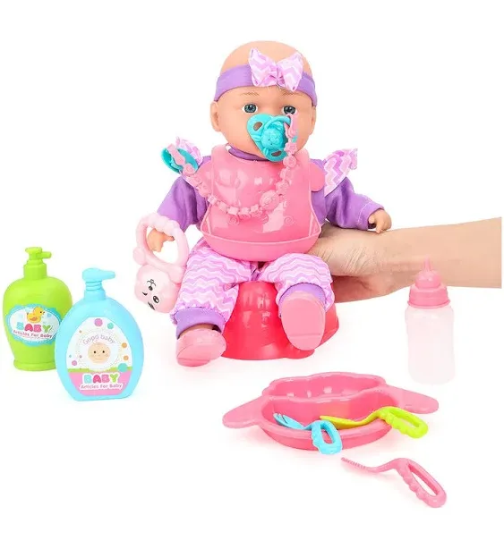 My First Baby Doll Stroller - Soft Body Talking Baby Doll Included Fun Play C...