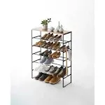 Yamazaki 6-Tier Wood Top Shoe Rack Black