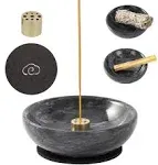 Fasolahome Incense Holder, Beautiful Natural Marble Incense Burner for Meditation, 9 Incense Holes Suitable for Most Incense Types (Black)