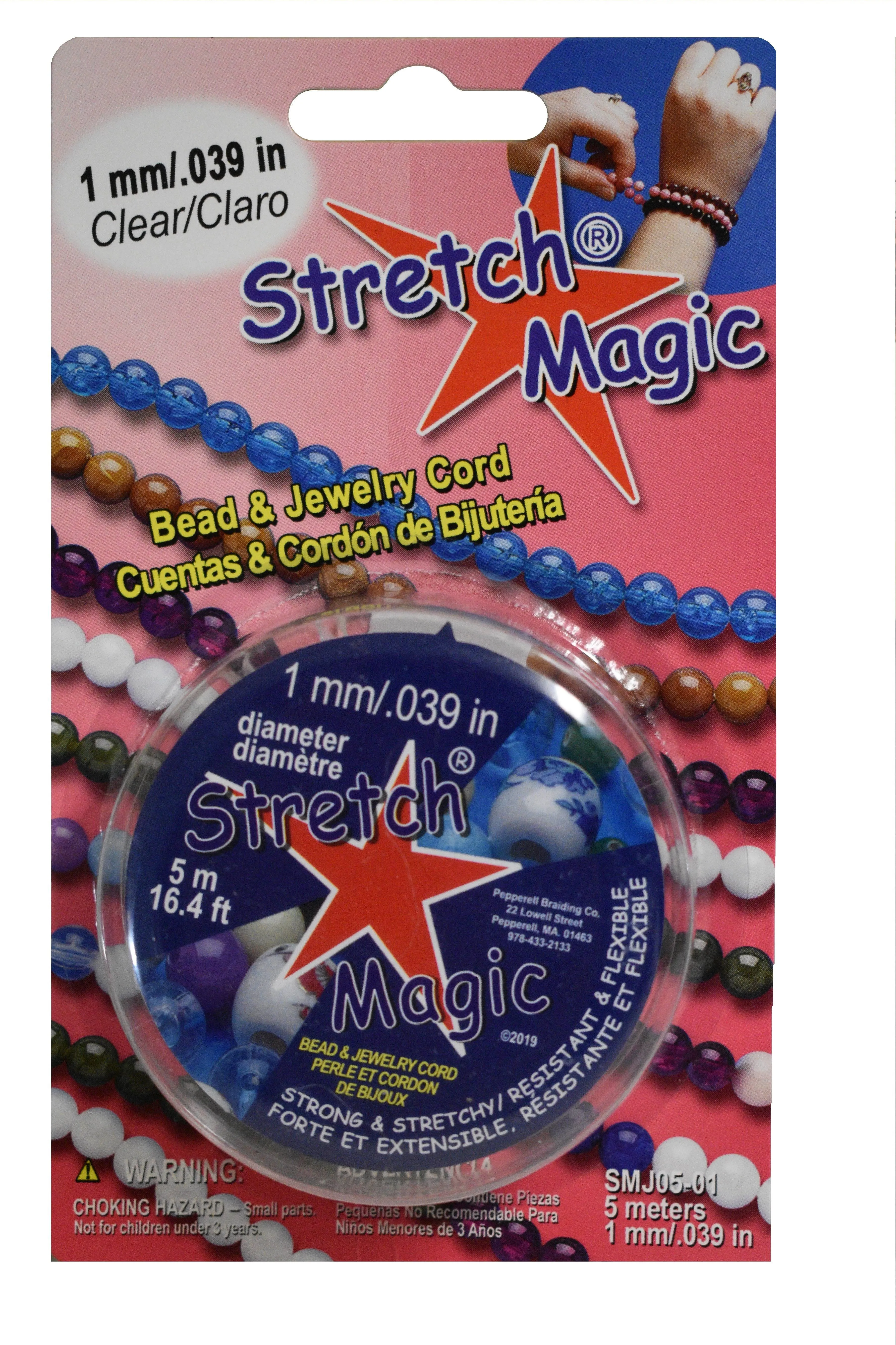 Stretch Magic Pepperell 1mm Bead and Jewelry Cord, 5m, Clear