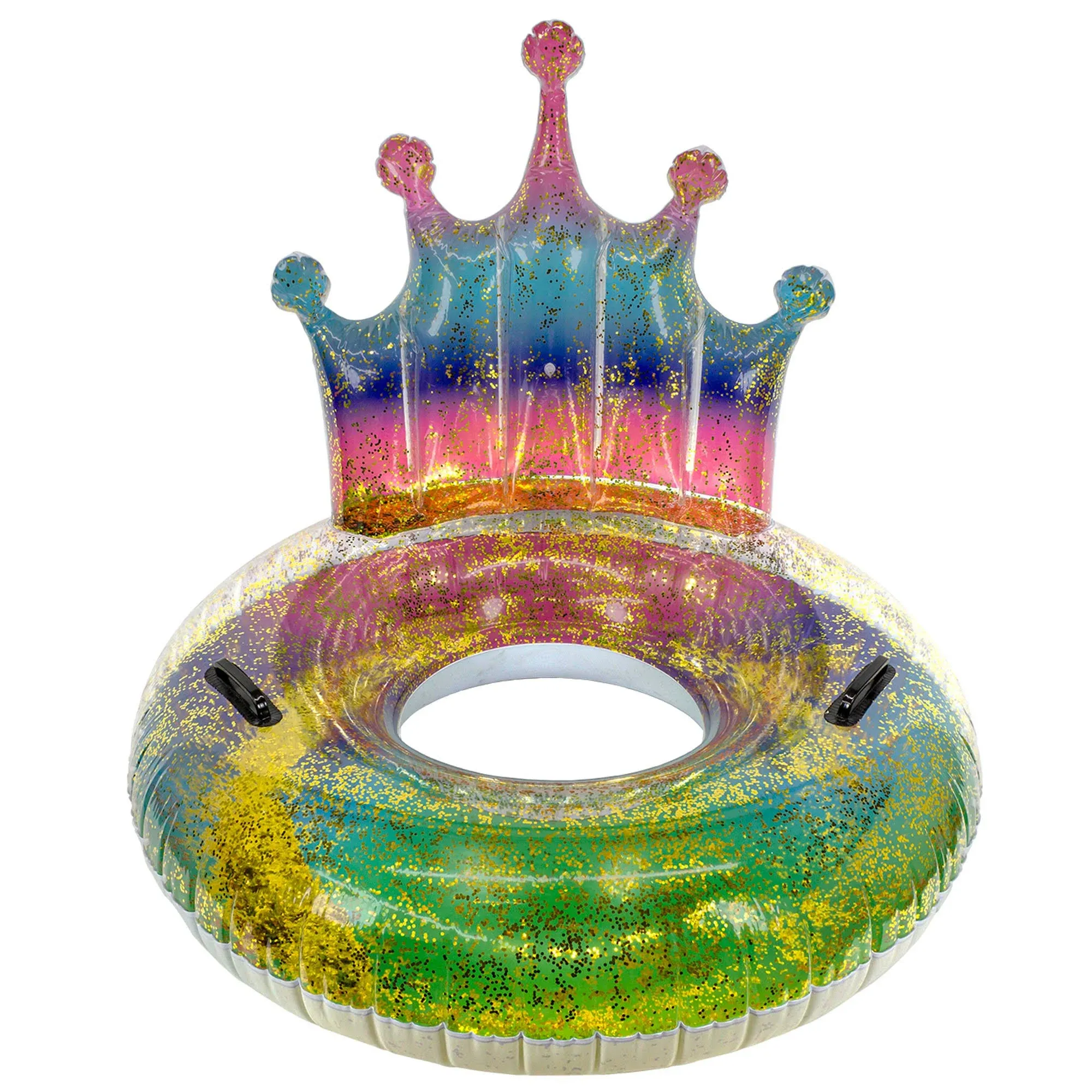 Pool Central 43&#034; Rainbow Glitter Tiara Swimming Pool Inflatable Inner Tube