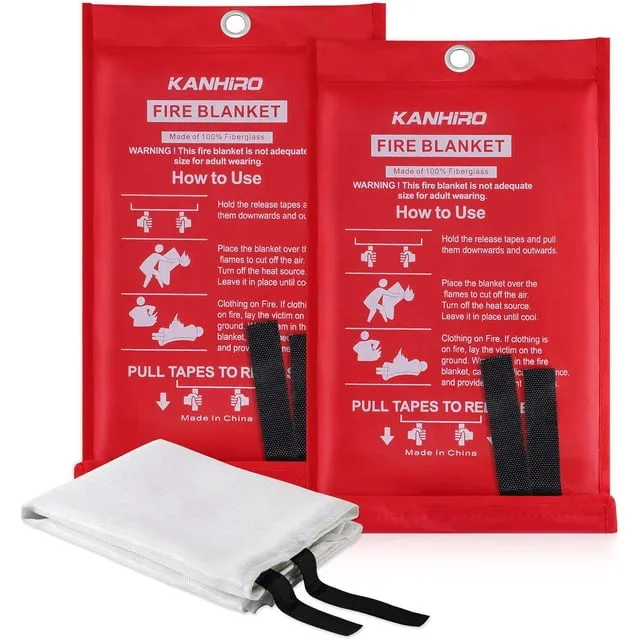 Fire Blanket Emergency for Home Kitchen, Fiberglass Fire Suppression Blanket for