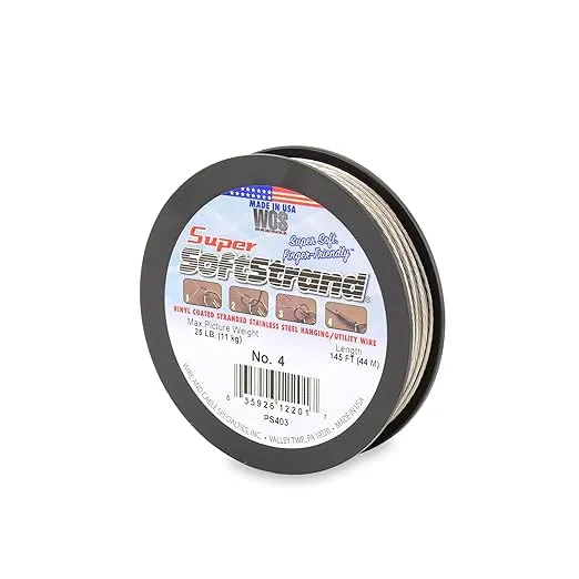 Super Softstrand, Vinyl-Coated Stranded Stainless Steel Picture Wrapping Wire, Size #4, 25 lb / 11 kg, 145 ft / 44 m