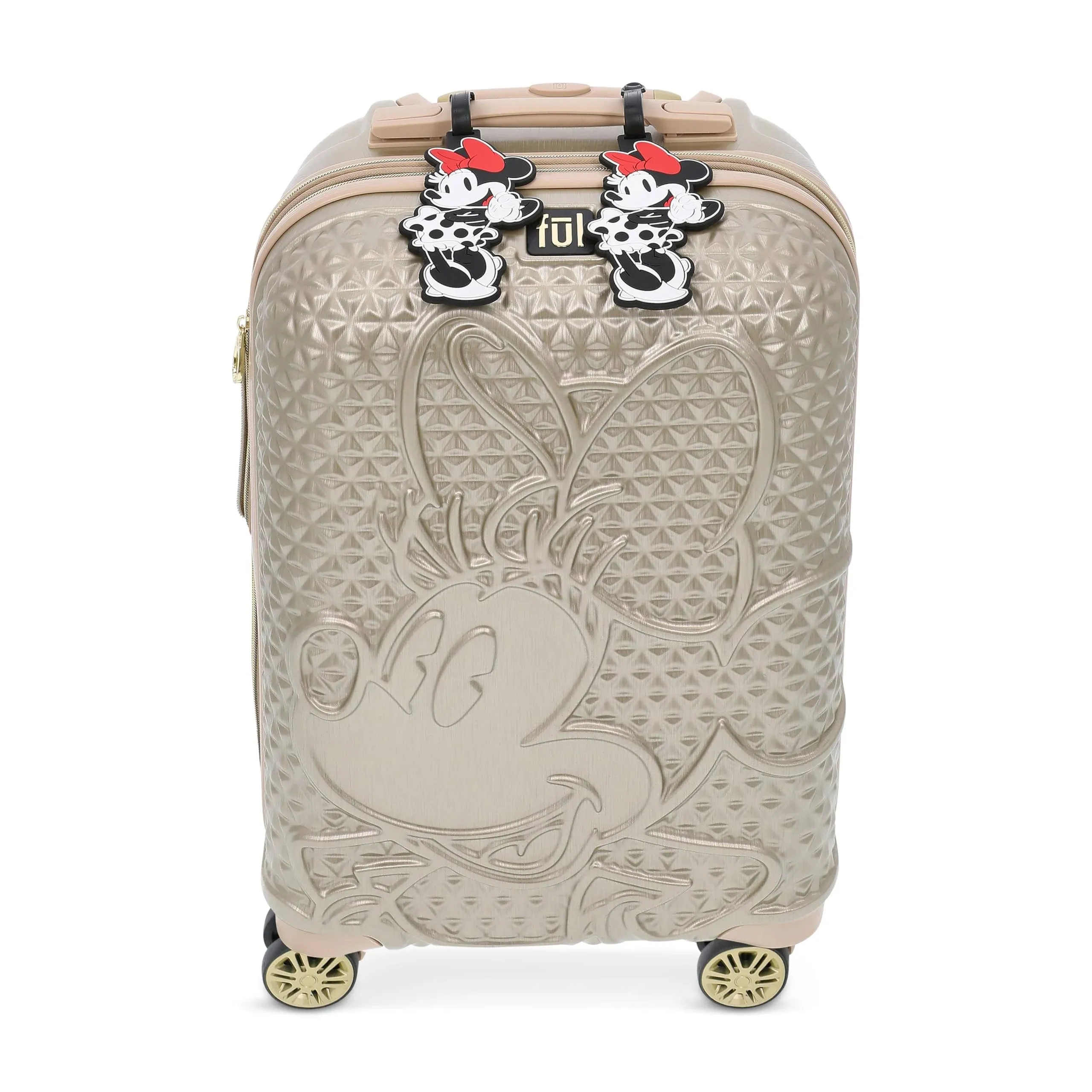 DISNEY MINNIE MOUSE TEXTURE 22.5"  SPINNER LUGGAGE WITH 2 ID TAGS, GOLD