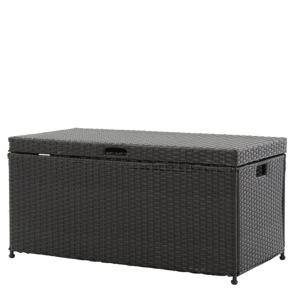 Jeco Black Wicker Patio Furniture Storage Deck Box ORI003-D