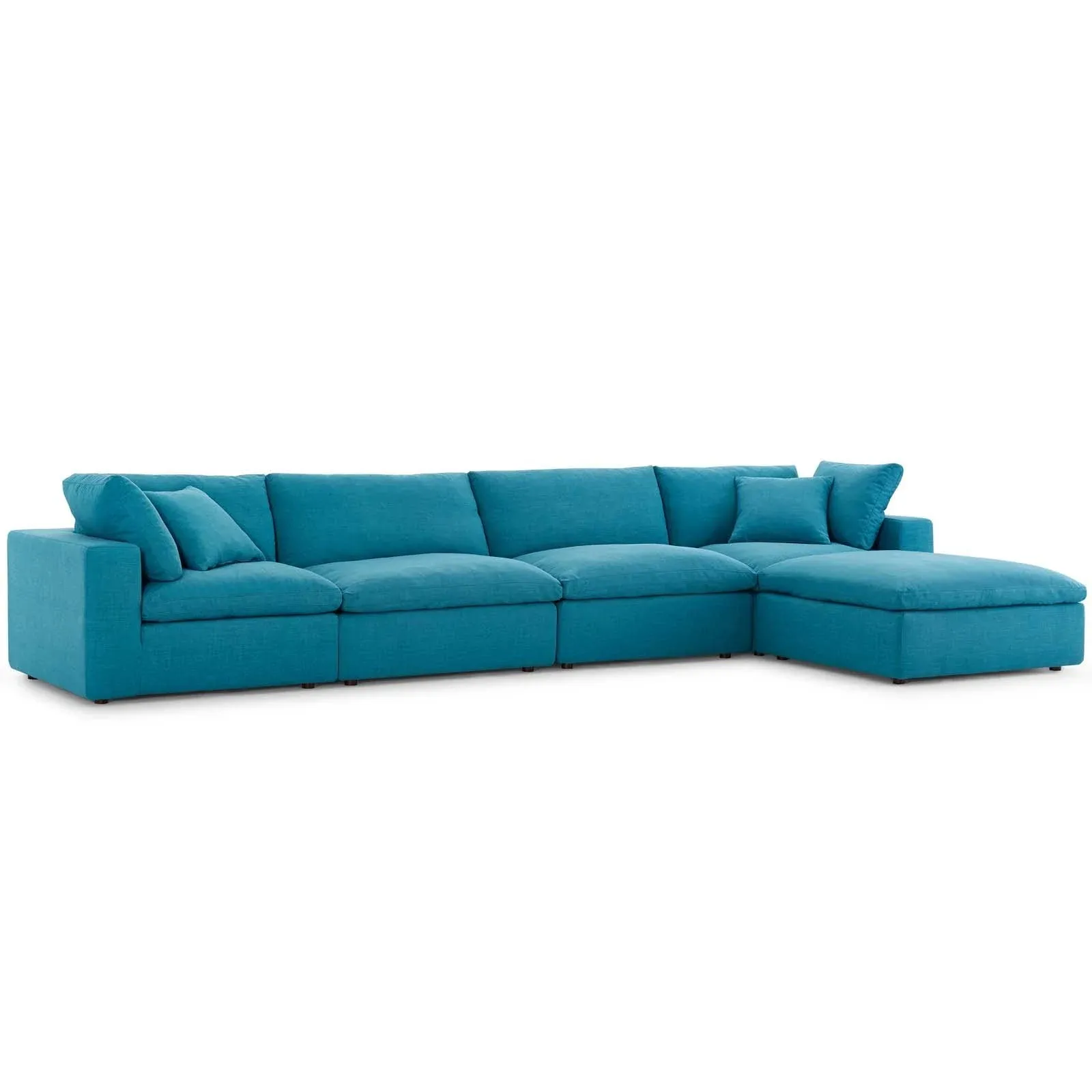 Commix Down Filled Overstuffed 5 Piece Sectional Sofa Set Teal EEI-3358-TEA