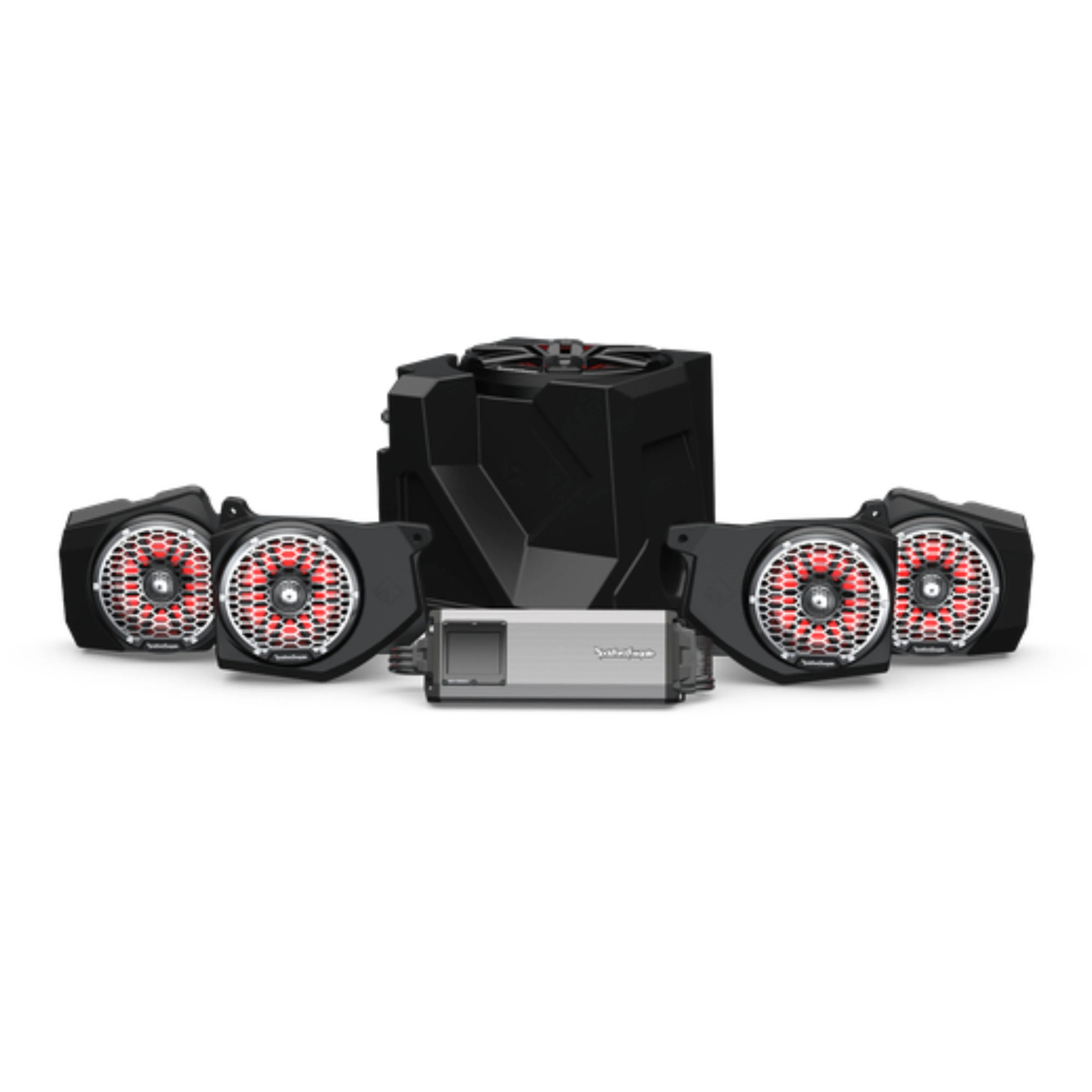 Rockford Fosgate RNGR18RC-STG6 Audio Kit: Ride Command Interface, 1500-Watt Amp, M2 Color Optix Multicolor LED Lighted Front, Rear Speakers & Subwoofer for Select Polaris Ranger Models (2018-2022)