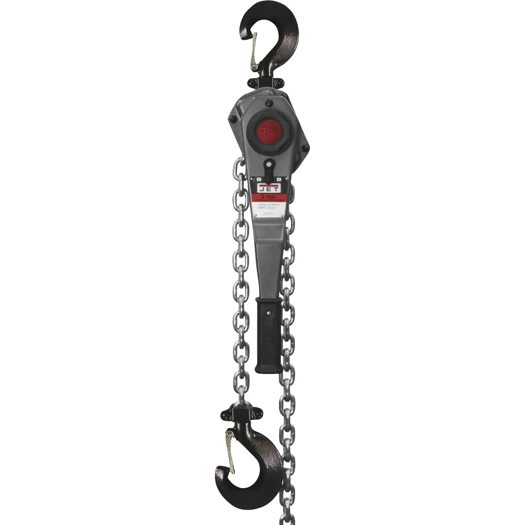 Jet JLH-300-15PSH, JLH Series 3 Ton Lever Hoist, 15 ft. Lift with Overload Protection & Shipyard Hooks 376902