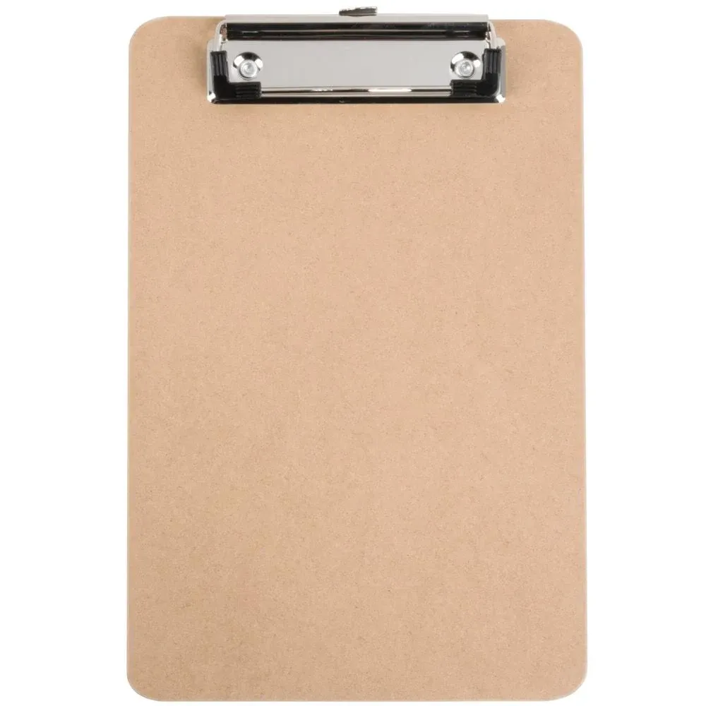 Hardboard Clipboard with Low-Profile Clip, 0.5" Clip Capacity, Holds 5 x 8 Sheets, Brown, 6/Pack