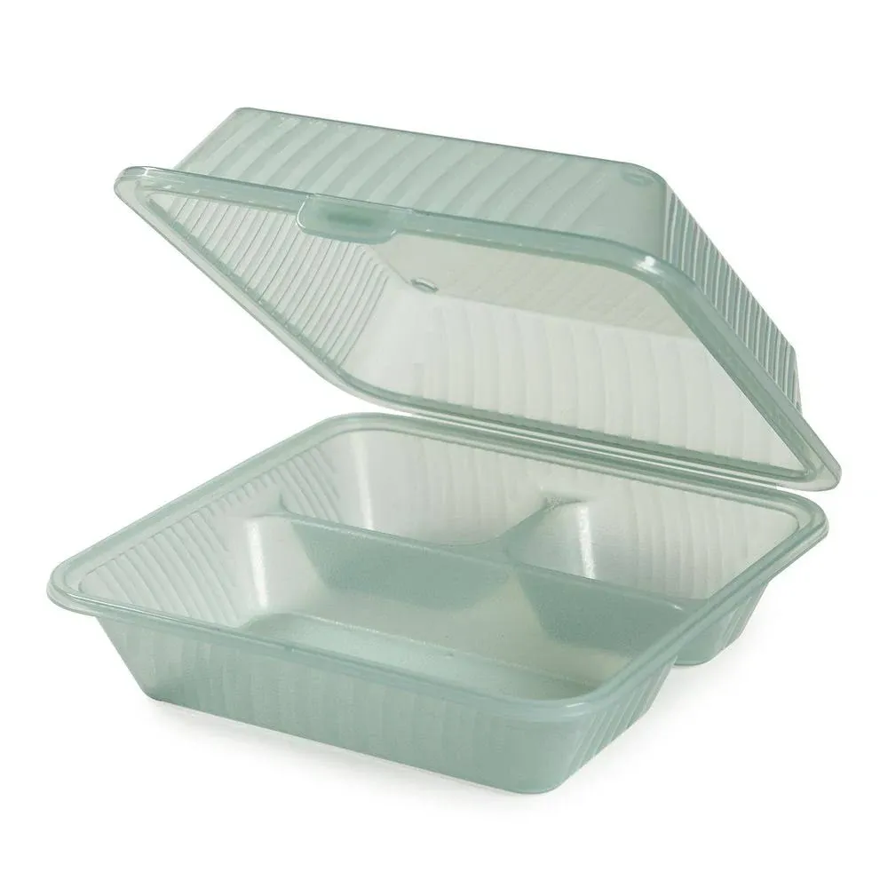 G.E.T. EC-09-1-JA 3-Compartment Take-Out Food Container, 9" x 9", Jade (Set of 12)