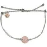 Brand New -  Puravida PAVE WAVE COIN CHARM Bracelet in Light Grey with Rose Gold