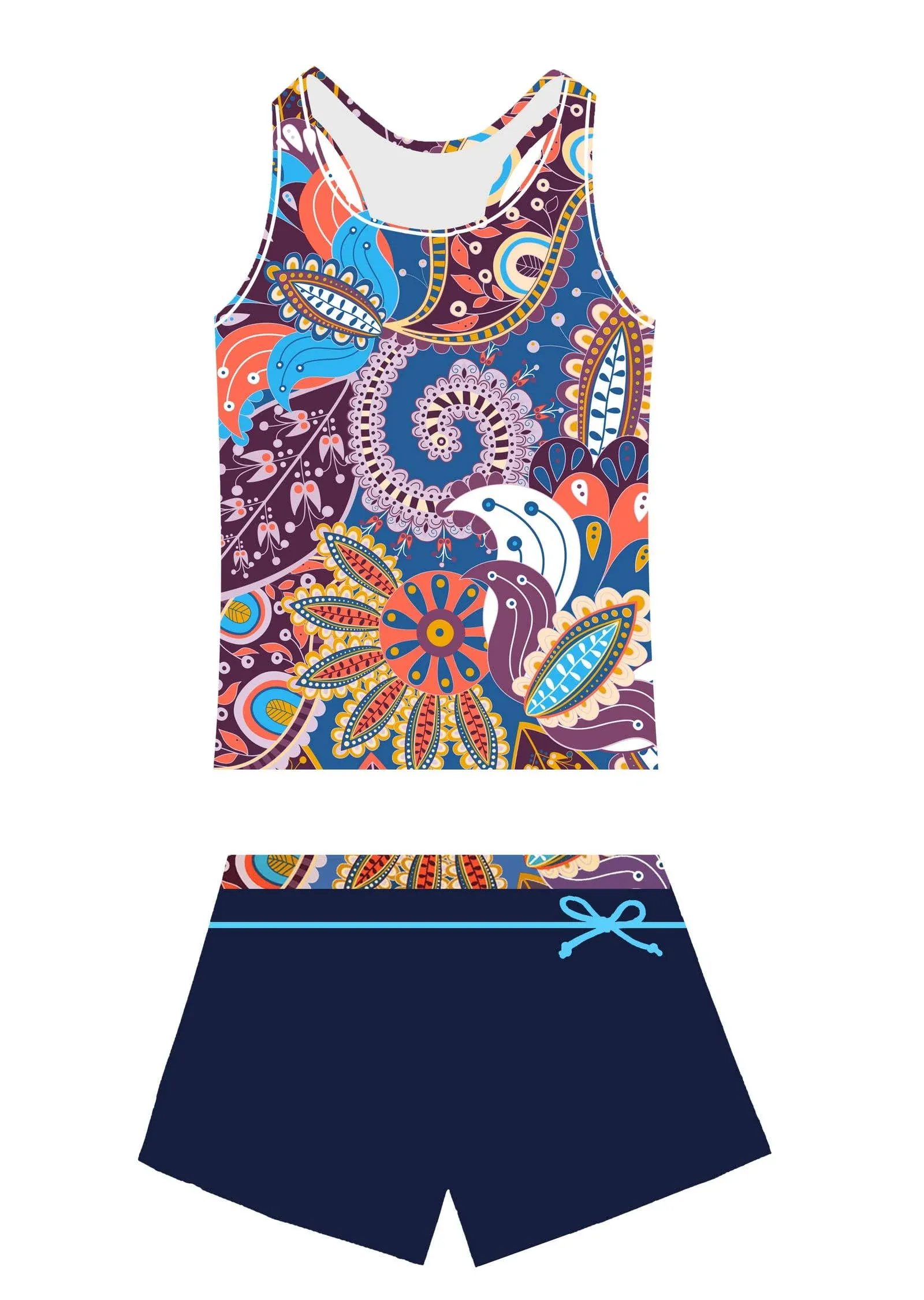 Little Girls' Summer Swimwear Two Piece Boyshort Tankini Kids Swimsuit