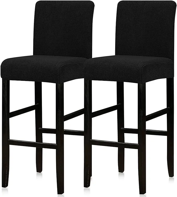 Lellen Reusable Pub Counter Stool Chair Covers Slipcover Stretch Removable Washable Dining Room Chair Covers Bar Stool Covers Counter Height Chair Covers Set of 2?Black?