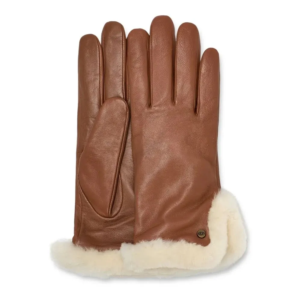 UGG Women's Shearling Trim Leather Gloves