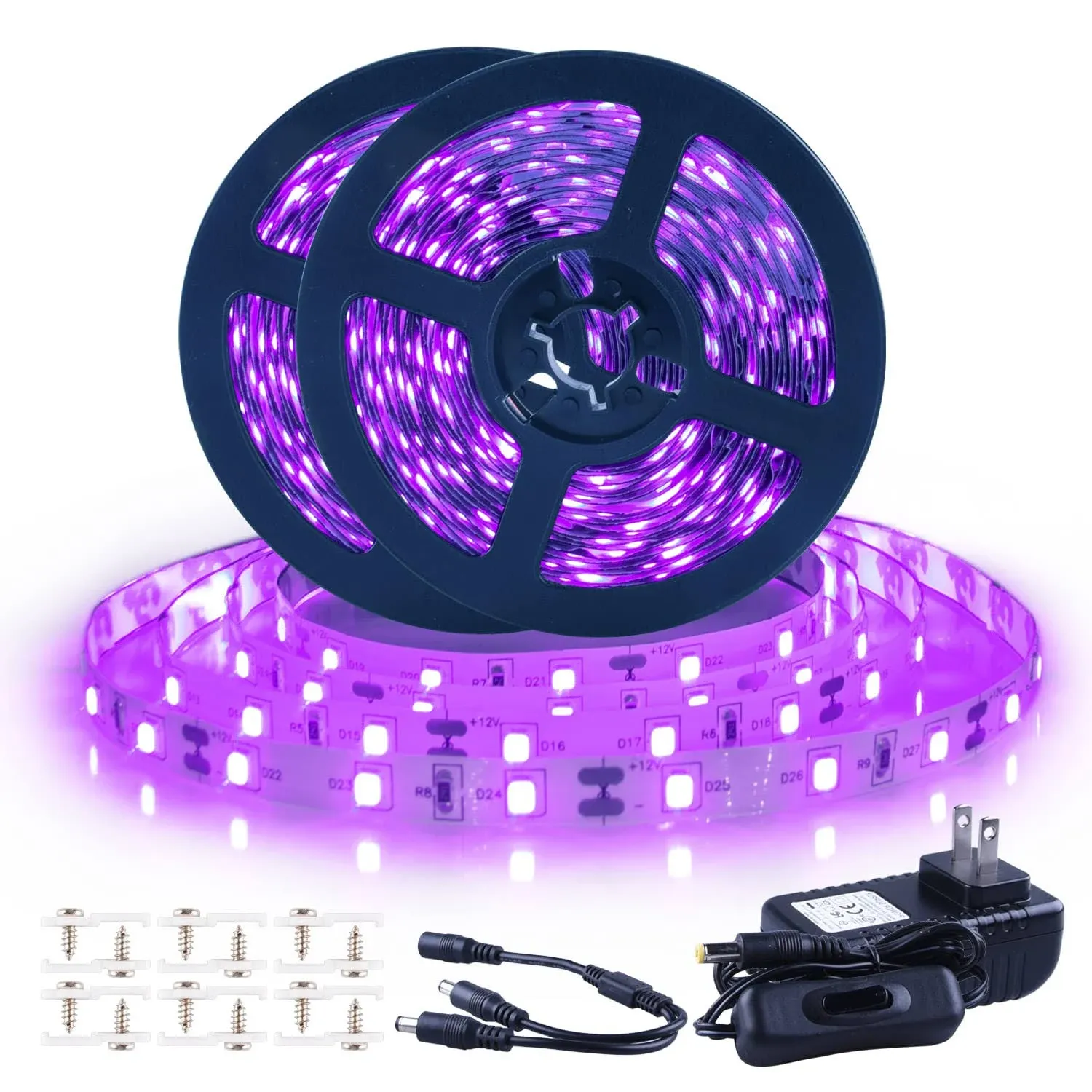 Ontesik Black Light Strip, 40ft/12m Flexible UV Black Light with LED Kit, 720lamp Beads, 12V UV Black Light, Indoor Dance, Bedro