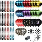 Tezoro Dart Accessories Kit Including Aluminum Dart Shafts Dart Flights Flight Savers Sharpener O-Rings -Bulk Pack of 104 Pieces