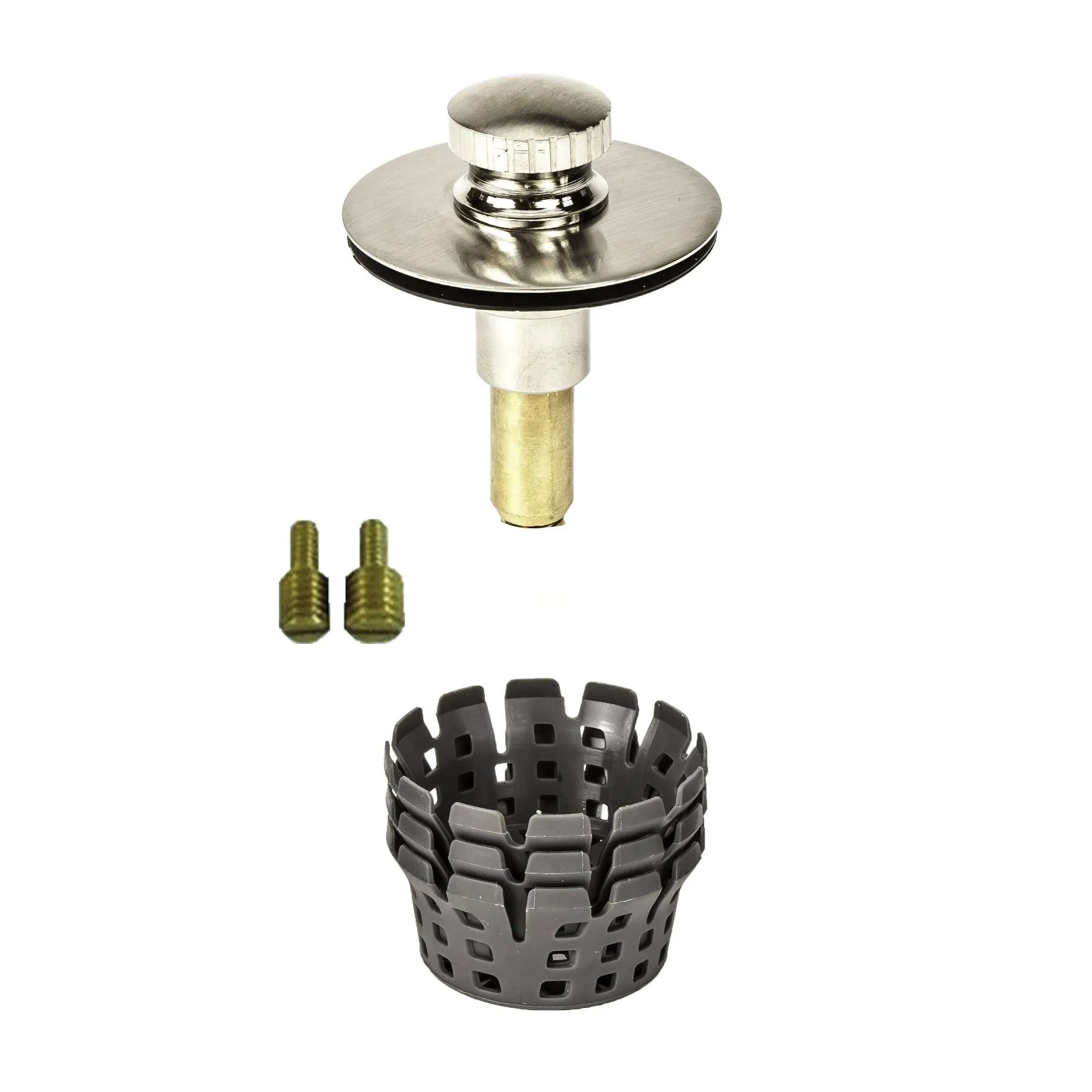 Universal Lift n Lock (Push Pull) Bath Tub/Bathtub Drain Stopper Includes 3/8" and 5/16" Fittings