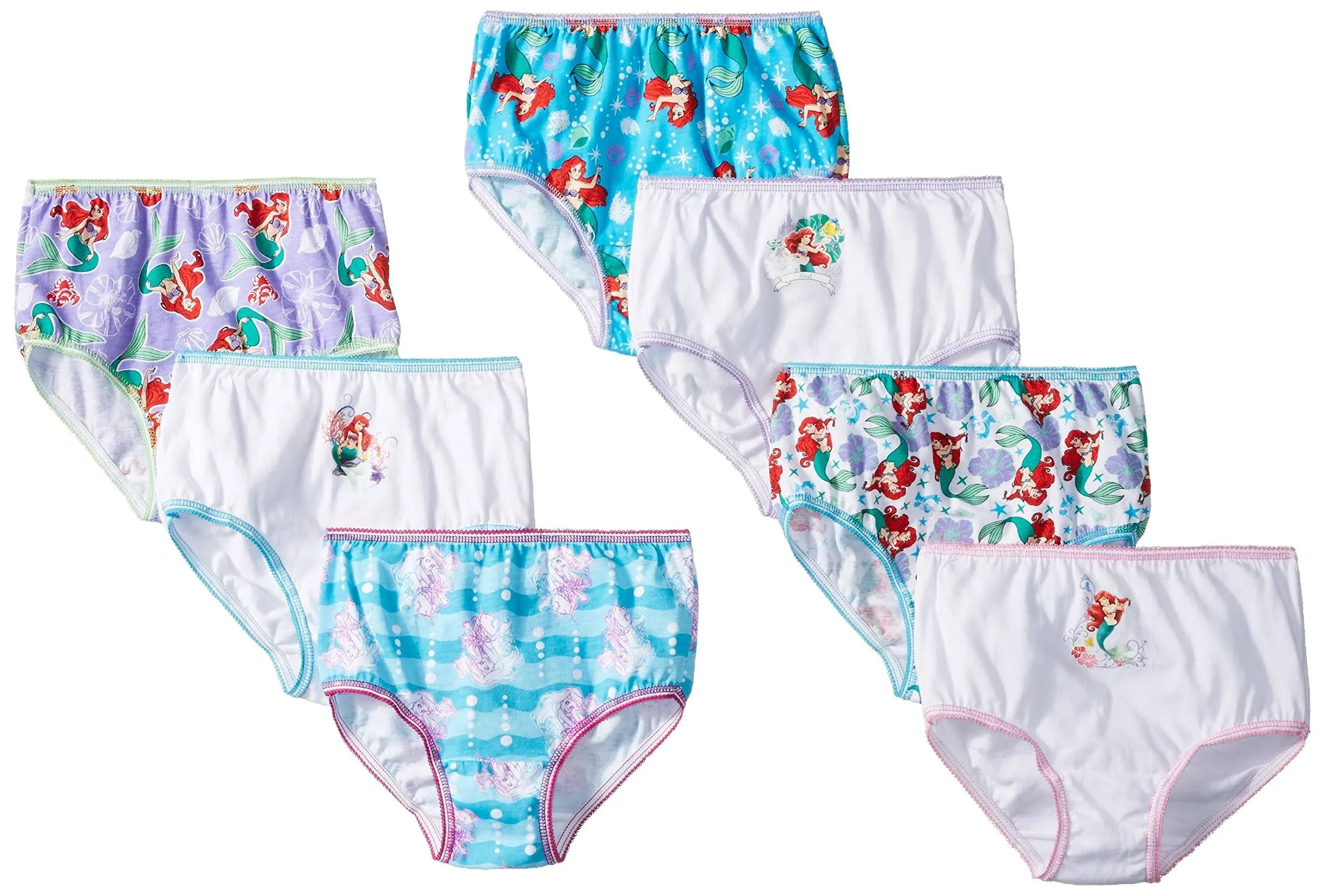 Disney Toddler Girls Ariel 7 Pack Panty, Assorted, 4T, Assorted, Size 4T