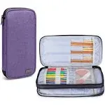 Teamoy Knitting Needles Case(up to 10-Inch), Travel Organizer Storage Bag for Circular and Straight Knitting Needles, Crochet Hooks and Knitting Accessories, Purple-NO Accessories Included