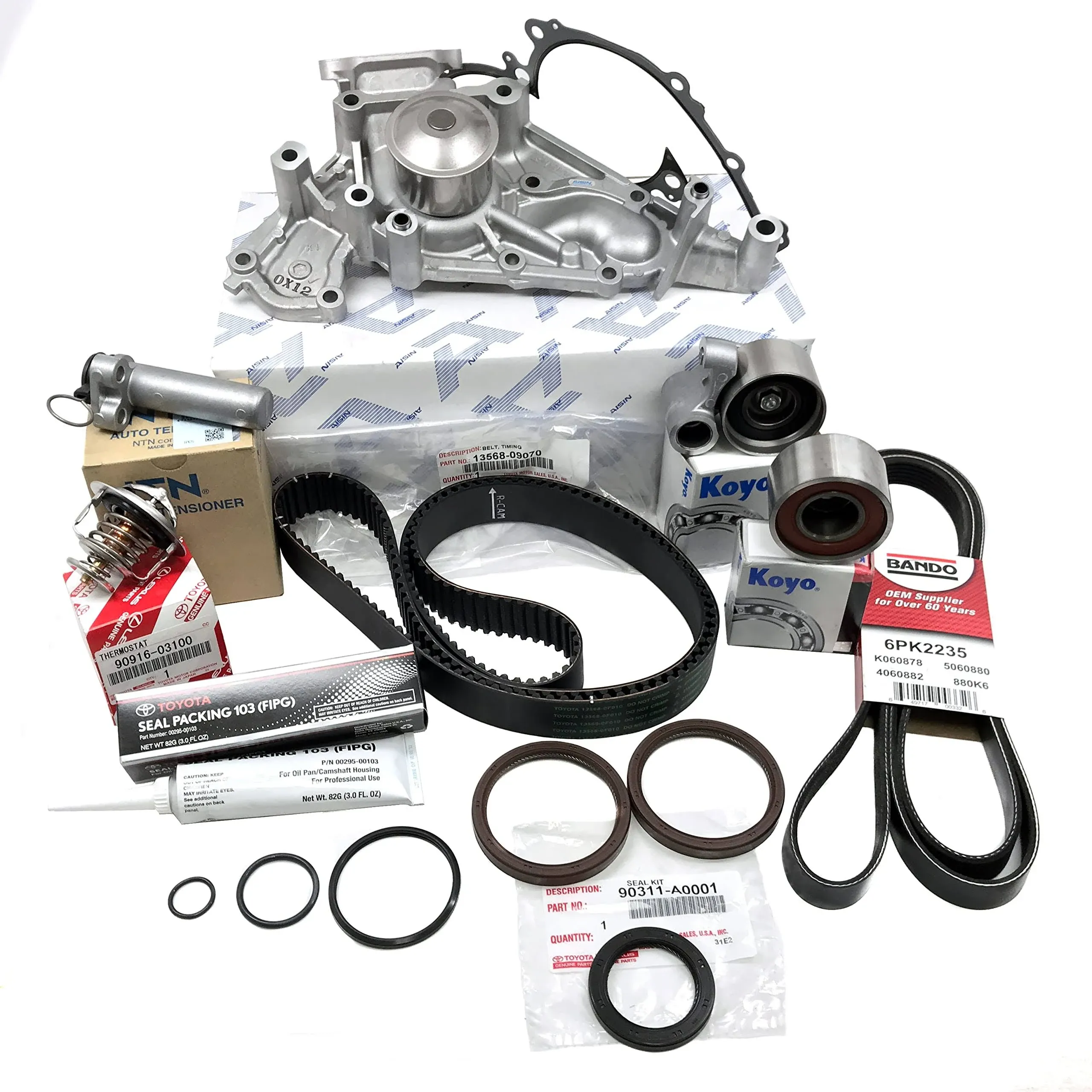 TIMING BELT KIT V8 | GENUINE and OEM | Water Pump, Pulleys, Seals, Drive Belt | Compatible with Toyota/Lexus V8