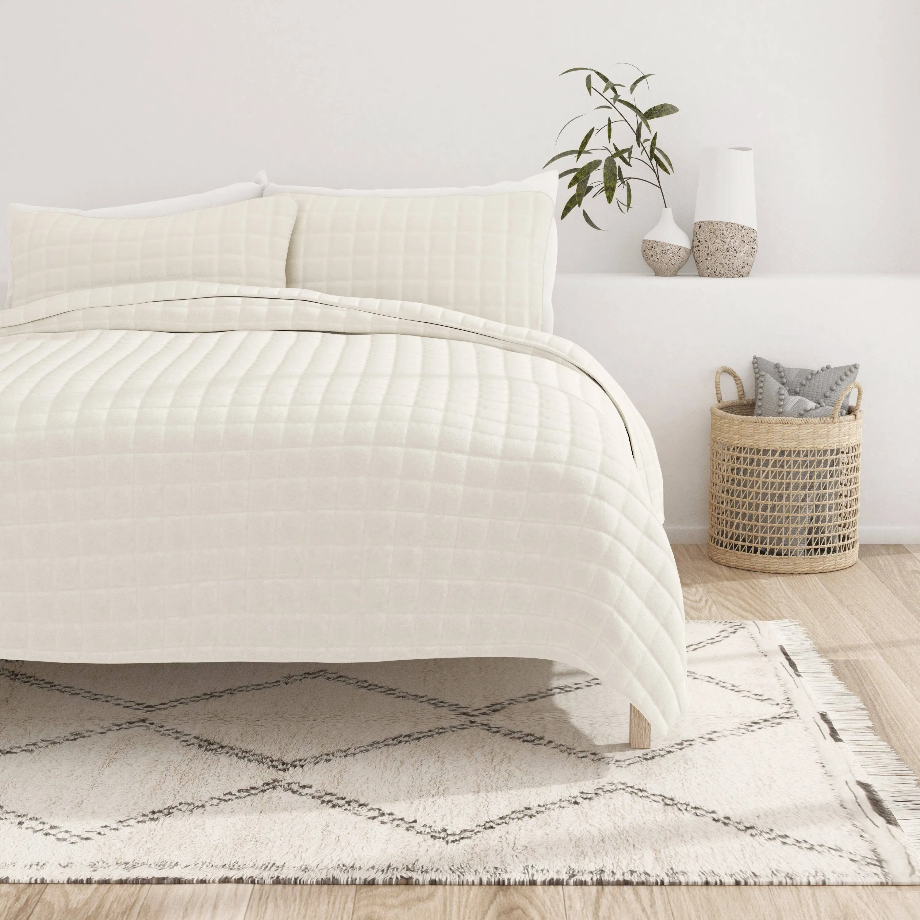 Linen Market 3 Piece Ivory Quilt Queen Size Bed Set - A Lightweight Bedspread & Machine Washable Quilts - Includes Quilted Coverlet and Two Pillow Shams - Perfect Bedding Quilts