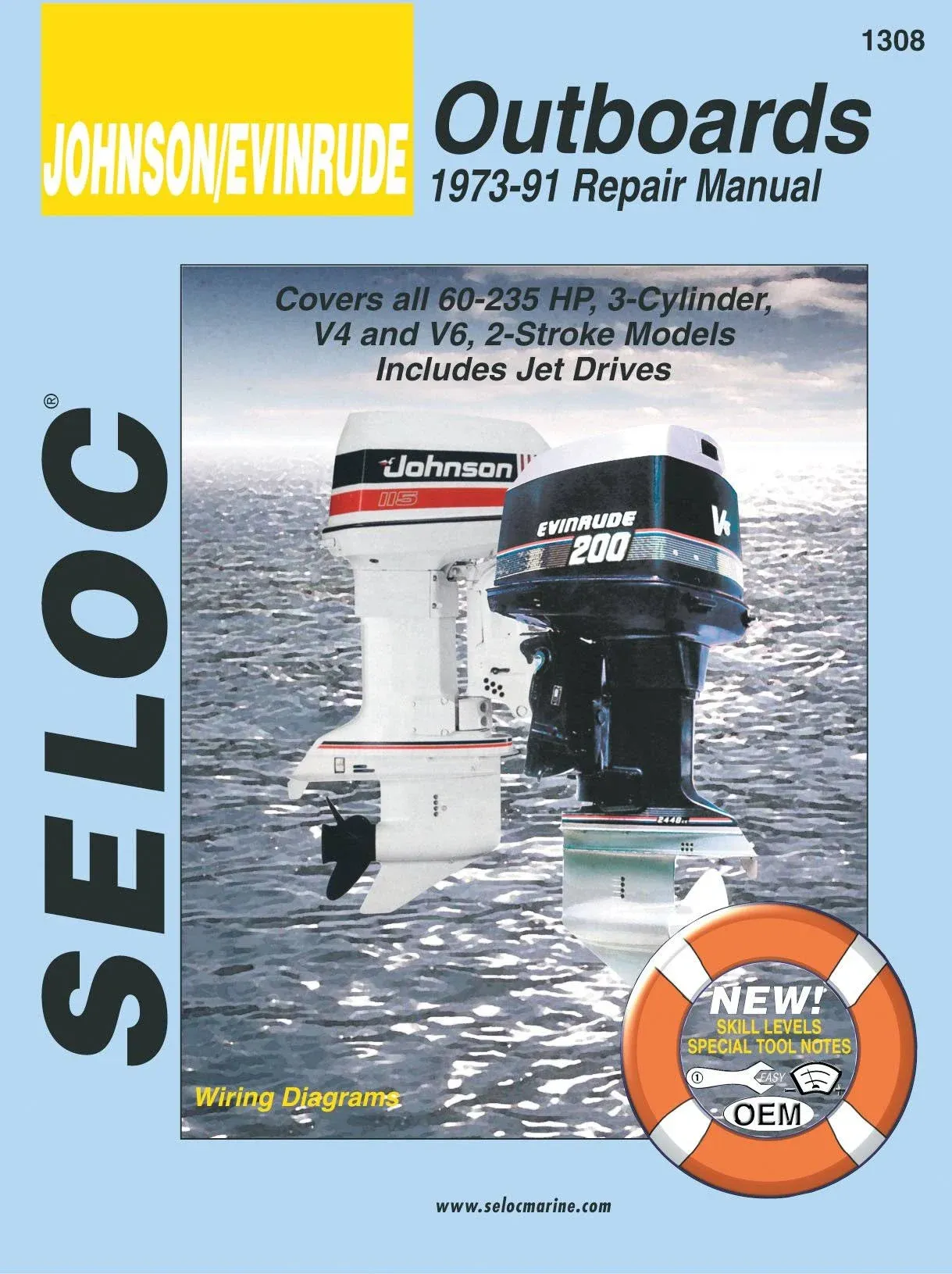 Sierra International Seloc Manual 18-01308 Johnson/Evinrude Outboards Repair 1973-1991 60-235 HP 3 Cylinder V4 & V6 2 Stroke Model Includes Jet Drive