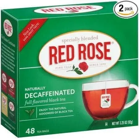 Red Rose Black Tea, Decaffeinated, Flavorful & Smooth - 48 bags, 3.25 oz