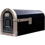 Brunswick Large, Steel, Post Mount Mailbox, Black with Brushed Nickel