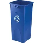 Rubbermaid Untouchable Recycling Container Square Plastic 23gal Blue