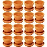 Juvale Mini Terra Cotta Pots with Saucer- 16-Pack Clay Flower Pots with Saucers