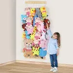 Stuffed Animal Storage Hammock Wooden Plush Toy Organizer for Kids Room Décor, Playroom Nursury Plush Toys Storage Caddy, Decoration Wall Hanging Stuffed Animal Net or Hammock Corner