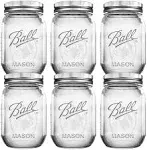 Ball Mason Jars 16 oz Bundle with Non Slip Jar Opener brand BHL Jars Set of 6 